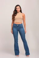 Calça Jeans Flare Feminina Com Dois Botões 24756