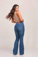 Calça Jeans Flare Feminina Com Dois Botões 24756
