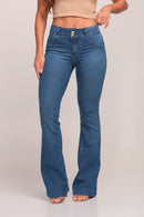 Calça Jeans Flare Feminina Com Dois Botões 24756